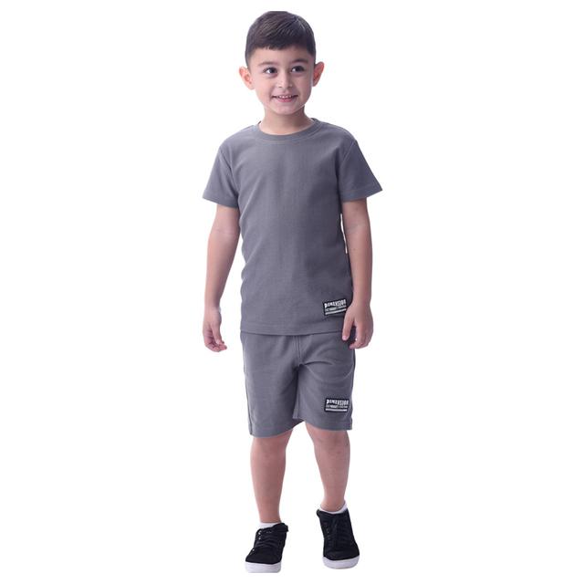 Victor and Jane - 2pc-Set - Boy's Cotton T-Shirt and Shorts - Grey