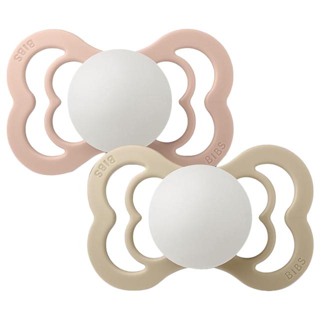 Bibs - Silicone Supreme Pacifier Pack Of 2 Size 1 Pink/Beige