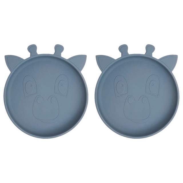 Nuuroo - Akila Silicone Giraffe Plate Pack of 2 - Bering Sea