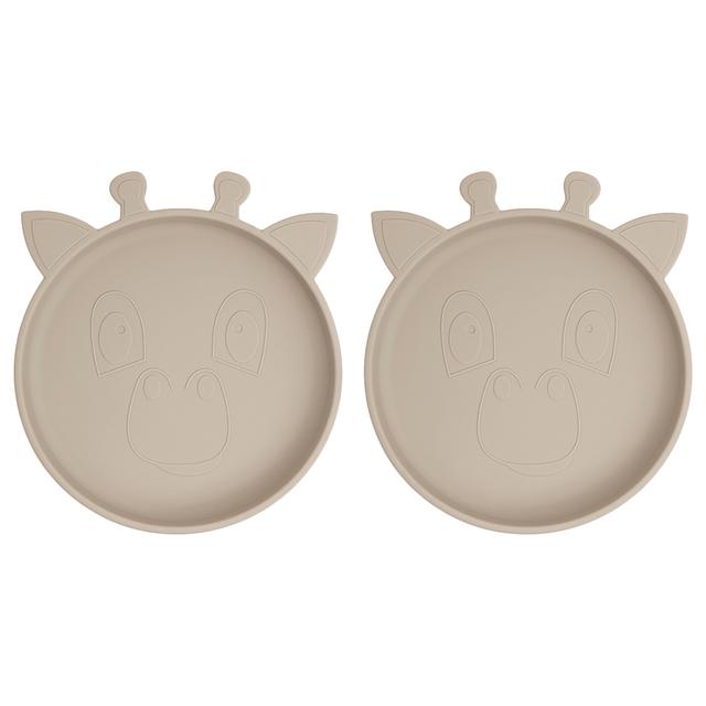 Nuuroo - Akila Silicone Giraffe Plate Pack of 2 - Cobblestone