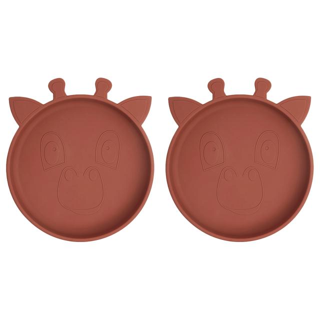 Nuuroo - Akila Silicone Giraffe Plate Pack of 2 - Mahogany