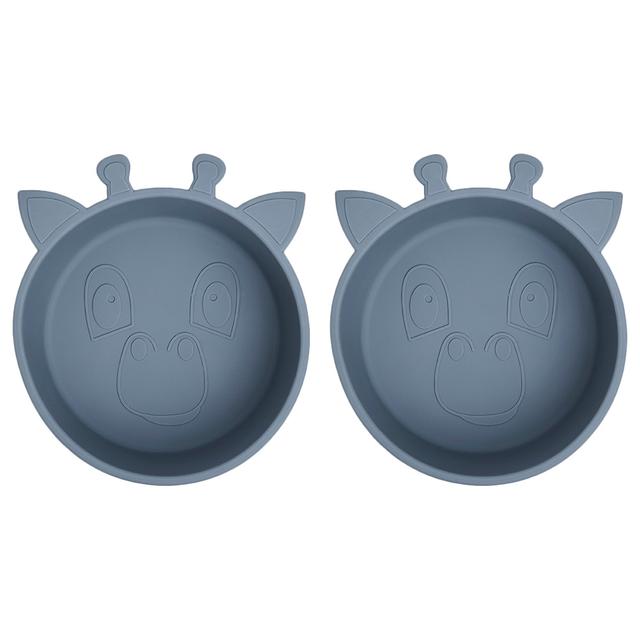 Nuuroo - Alex Silicone Deep Giraffe Plate Pack of 2 - Bering Sea