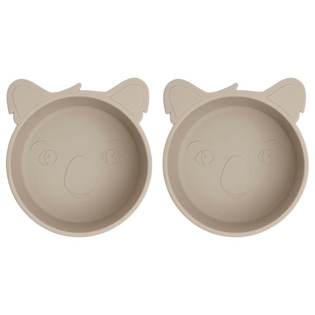 Nuuroo - Alex Silicone Deep Koala Plate Pack of 2 - Cobblestone