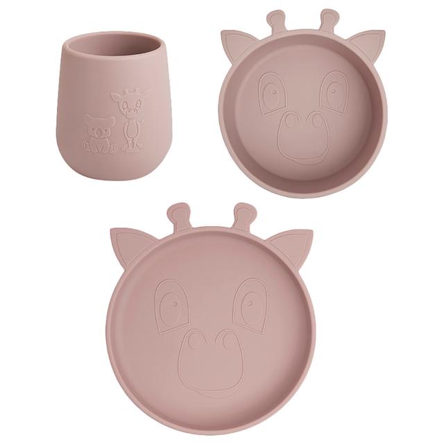 Nuuroo - Judi Silicone Dinner Set 3-pack Giraffe - Woodrose