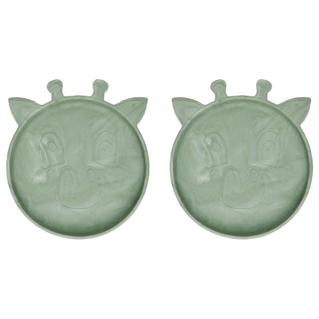 Nuuroo - Akila Silicone Giraffe Plate Pack of 2 - Light Green