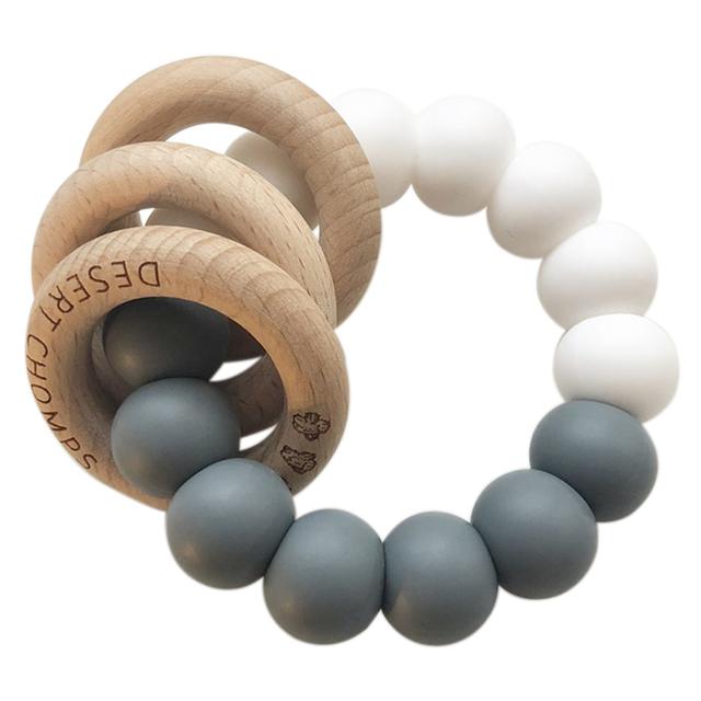 Desert Chomps - Trio Rattle Teether - Grey