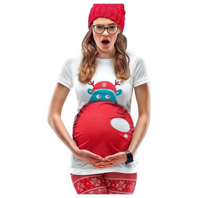 Mamagama - Rudolph'S Nose Maternity Christmas T-Shirt