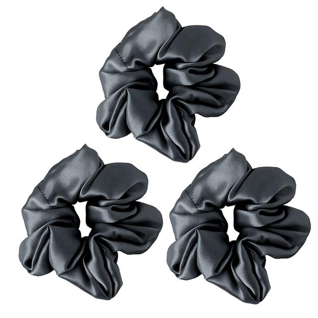 Regal Fabrics - Pack of 3 Silk Scrunchies - Black