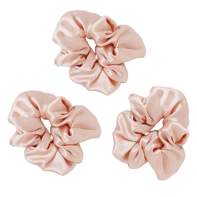 Regal Fabrics - Pack of 3 Silk Scrunchies - Pastel Pink