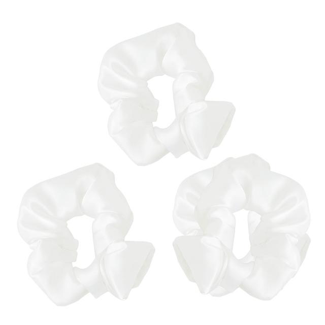 Regal Fabrics - Pack of 3 Silk Scrunchies - White