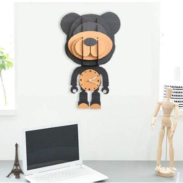 Factory Price - Large Wooden Wall Clock 3D Dog Design