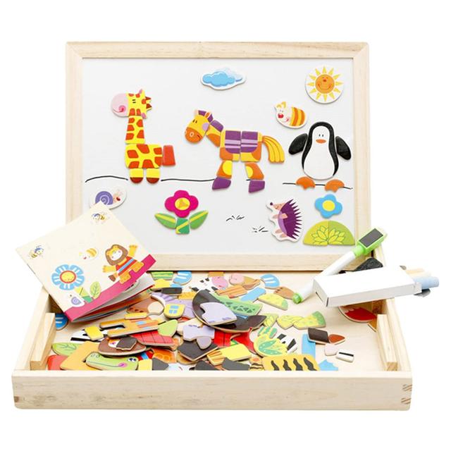 Factory Price - 3-in-1 Wooden Easel with Magnetic Puzzle