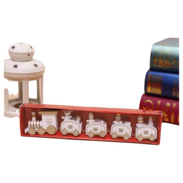 Factory Price - Christmas Wooden Train Set - 5Pcs - White