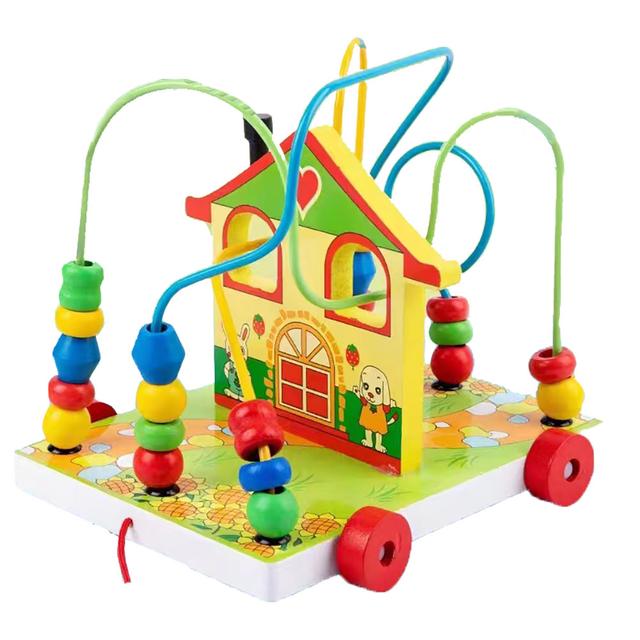 Factory Price - Multifunctional Bead Winding Pull Along Toy - House