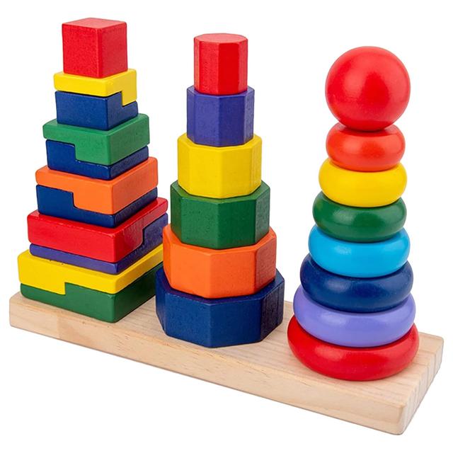 Factory Price - Rainbow Stacking Tower Toy - 3Pc Set