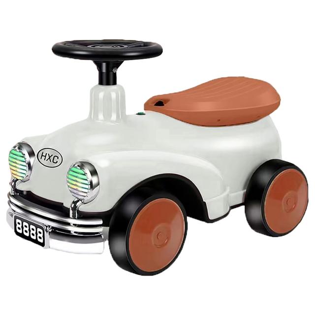 Factory Price - Kiara Kids Balancing Ride On Vintage Car - White/Black