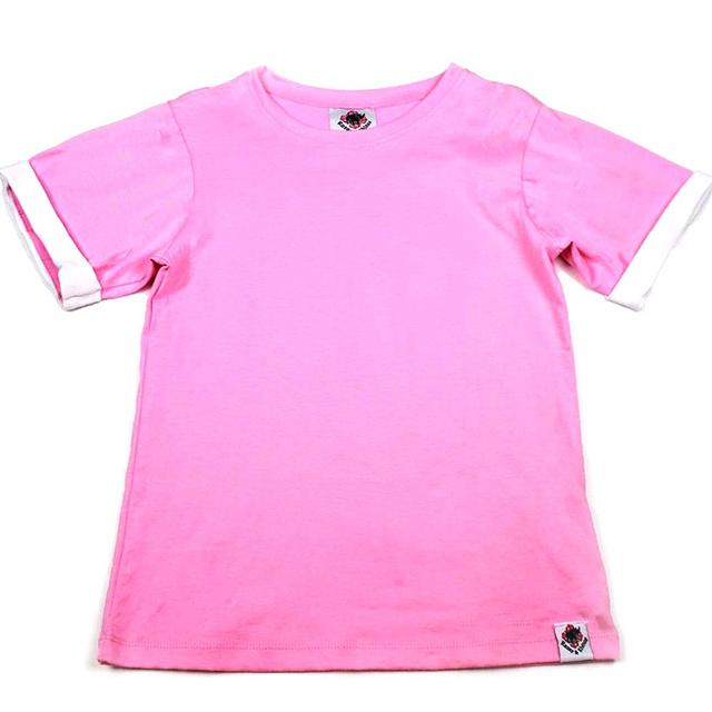 Roses & Rhinos - Roll Sleeve T-Shirt - Pink