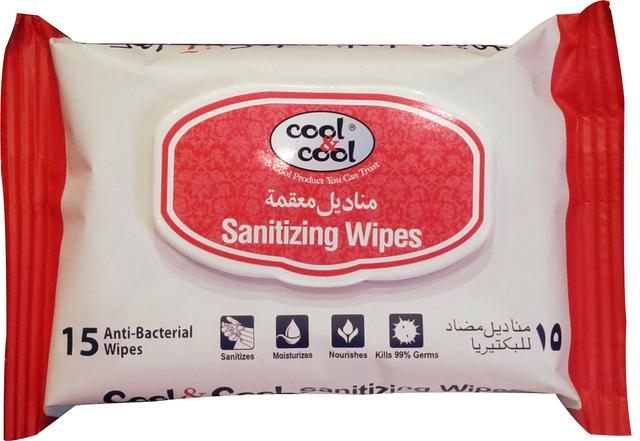 Cool & Cool Sanitizing Wipes - 15 Wipes