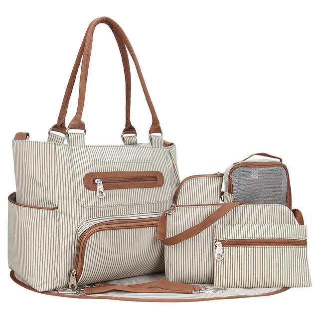 Little Story Diaper Bag Set of 6 with Hooks - Ivory