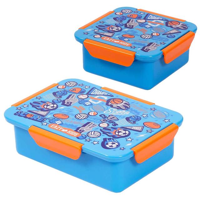 Eazy Kids - Soccer Lunch Box Set 2pcs - Blue