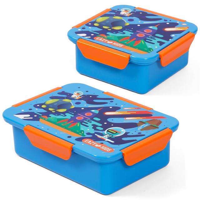 Eazy Kids - Space Lunch Box Set 2pcs - Blue