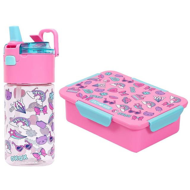 Eazy Kids - Gen Z Lunch Box Set & Tritan Water Bottle 450ml - Pink