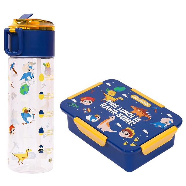 Eazy Kids - T-Rex Lunch Box & Tritan Water Bottle 450ml - Blue