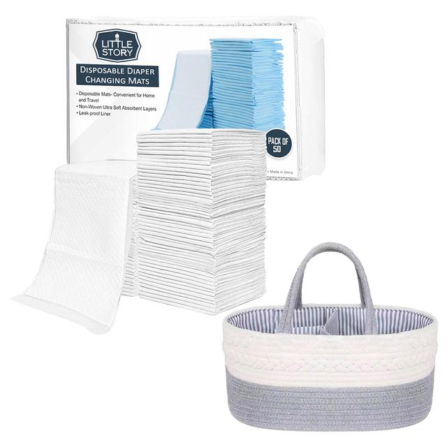 Little Story - Diaper Caddy With Changing Mats - Pack Of 50