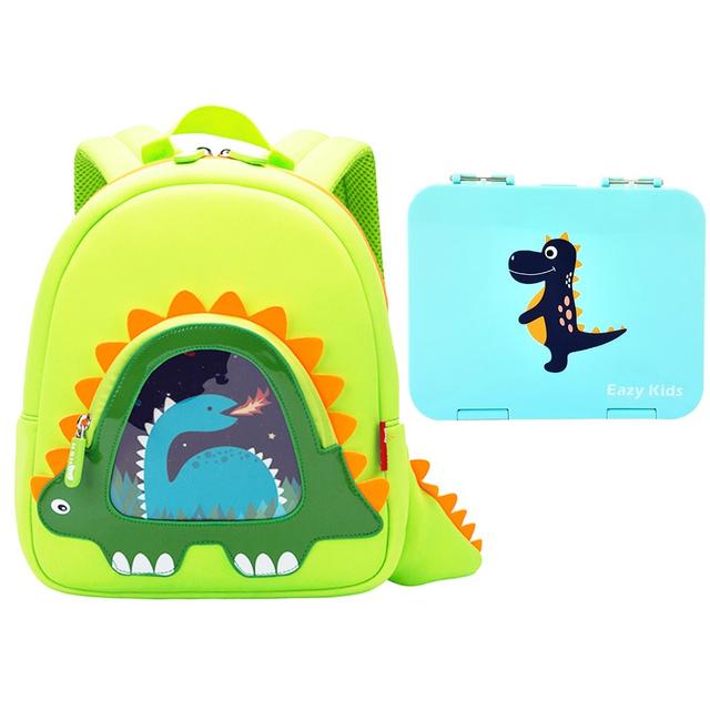 Eazy Kids - Stegaurous Backpack and Bento Lunch Box - Green