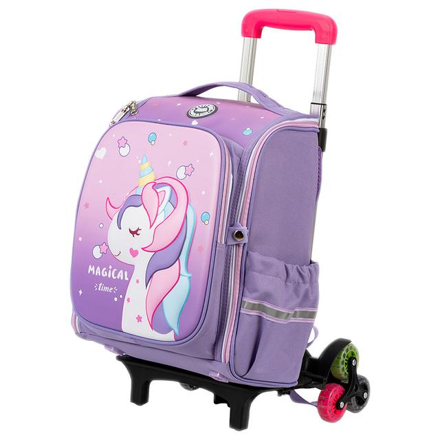 Eazy Kidz - School Bag w/ Trolley - 16-Inch - Purple