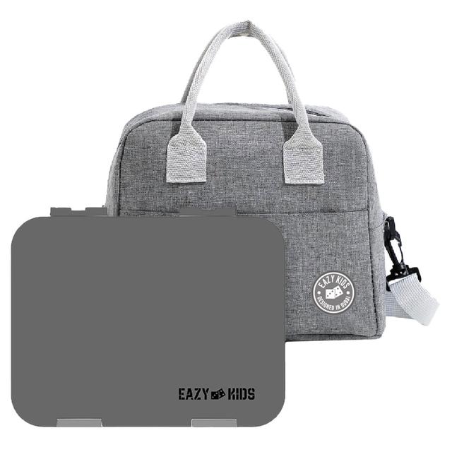 Eazy Kids - Bento Boxes w/ Insulated Lunch Bag - Grey