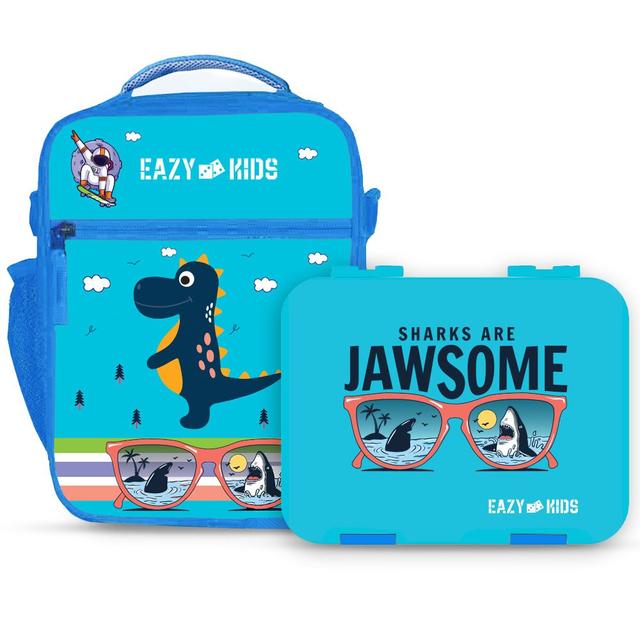 Eazy Kids - Bento Boxes w/ Insulated Lunch Bag - Jawsome Shark Blue