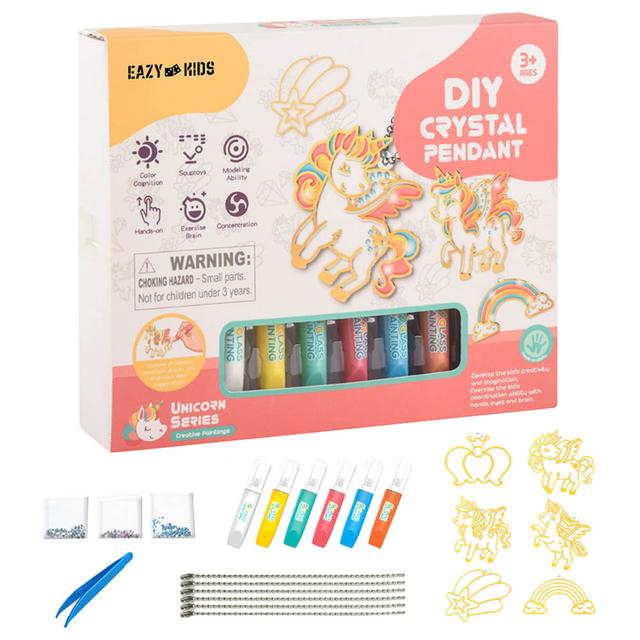 Eazy Kids - DIY Crystal Pendant Making & Coloring Set - Unicorn