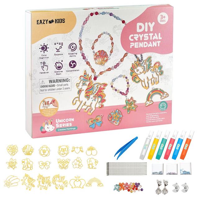 Eazy Kids - DIY Crystal Pendant Making & Coloring Set XL - Unicorn