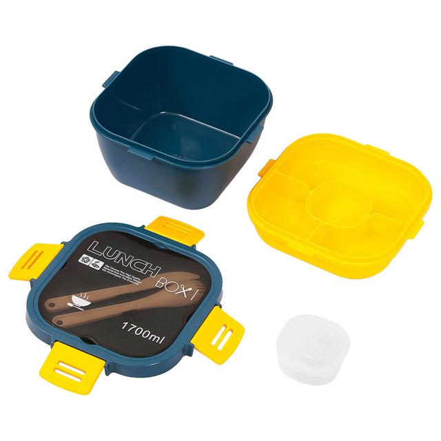 Eazy Kids - 5 Compartment Lunch Box w/ Utensils 1700ml - Blue