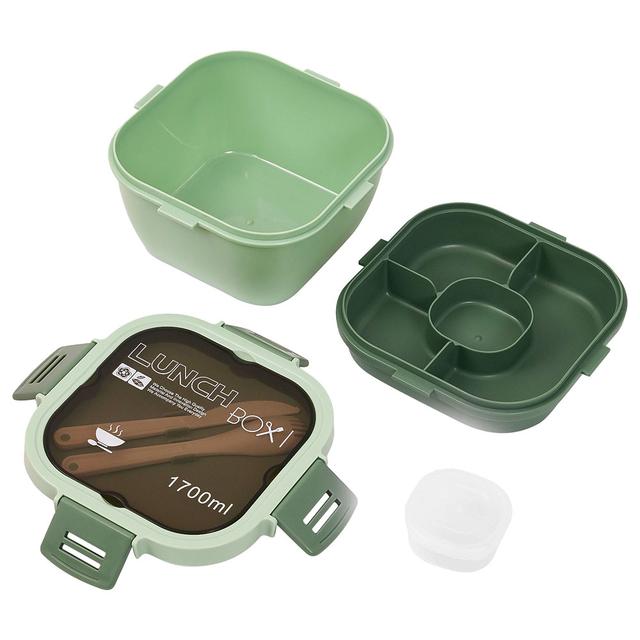 Eazy Kids - 5 Compartment Lunch Box w/ Utensils 1700ml - Green