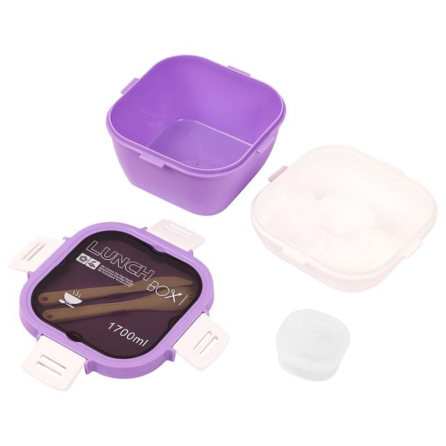 Eazy Kids - 5 Compartment Lunch Box w/ Utensils 1700ml - Purple