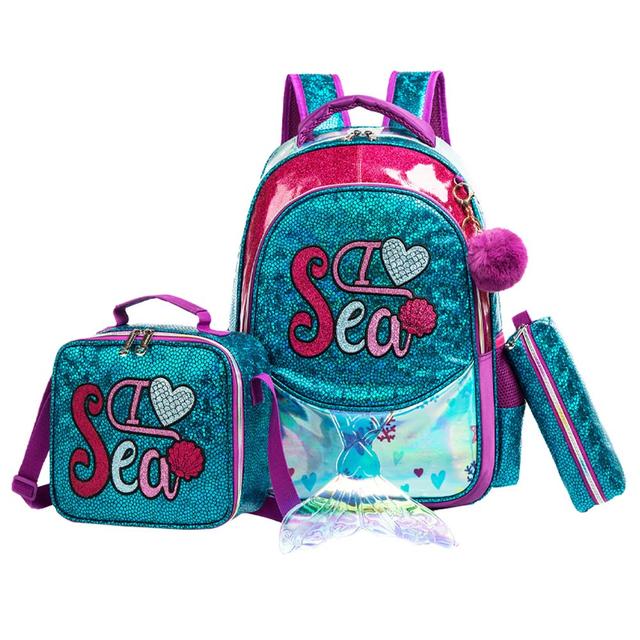 Eazy Kids - Backpack 17-Inch w/ Lunch Bag & Pencil Case - Sea Green