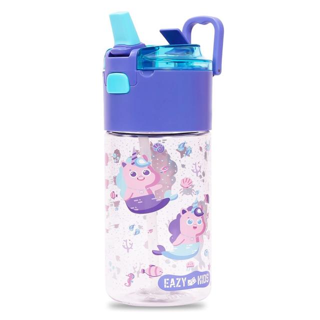 Eazy Kids - Mermaid Tritan Water Bottle W/ Bottle Cap Snack Box 450ml - Purple