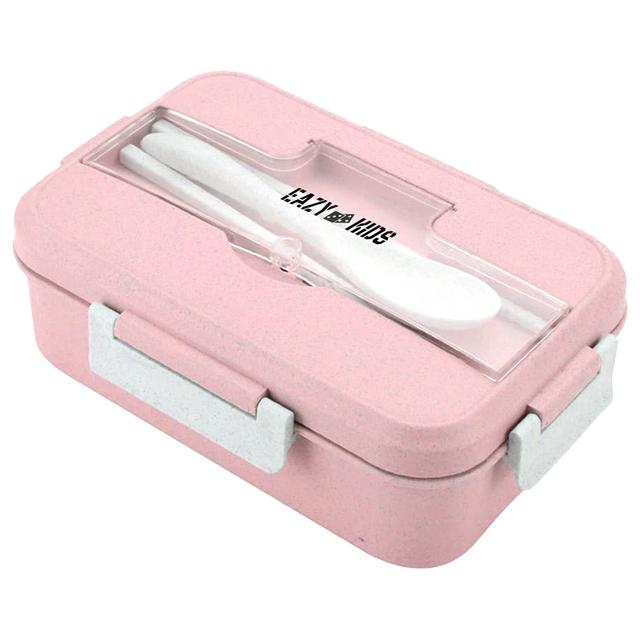 Eazy Kids Wheat Straw Leakproof Eco Bento Lunch Box - Pink (1000ml)