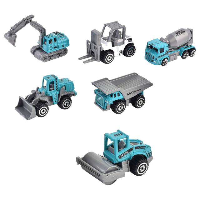 Little Story - Alloy Sliding Engineering Toy Truck - 6 Pcs