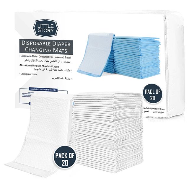 Little Story - Disposable Diaper Changing Mats - 20pcs - White