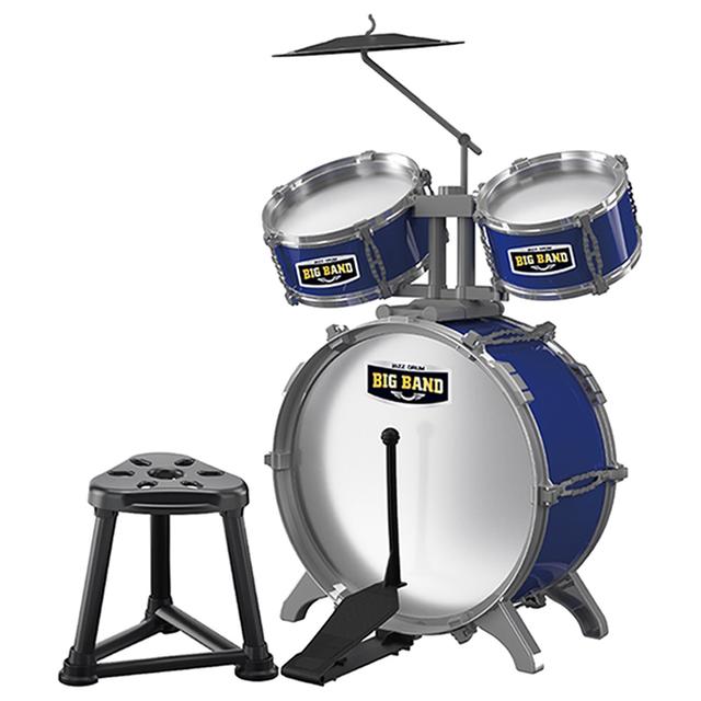 Little Story - Kids Drum Set Musical Instrument w/ Stool - Blue