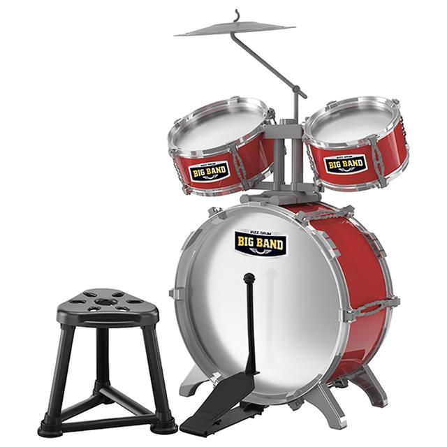 Little Story - Kids Drum Set Musical Instrument w/ Stool - Red