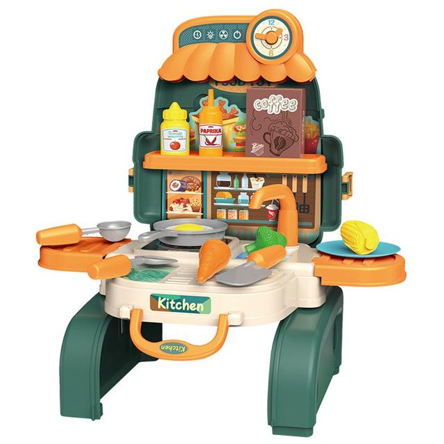 Little Story - Role Play Kitchen Toy Set School Bag 21pcs - Green