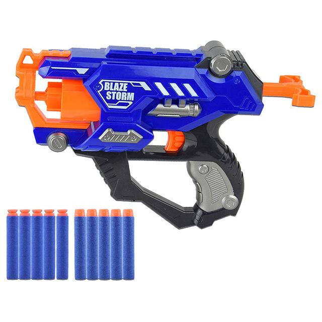 Little Story - Kids Manual Bullet Gun w/ Soft Bullets - 10Pcs - Blue