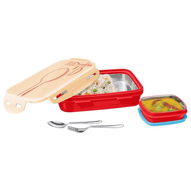 Milton - Steely Deluxe Lunch Box w/ Container - 400ml - Red