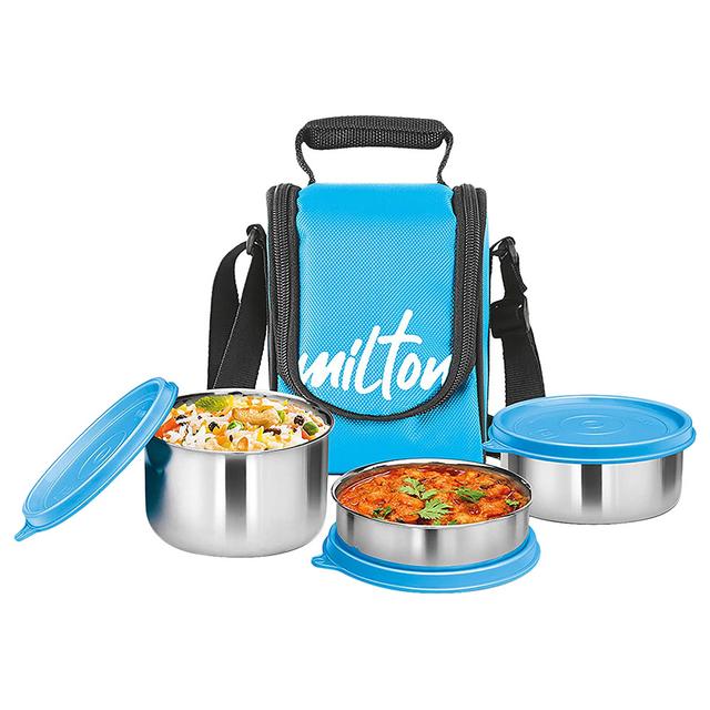 Milton - Tasty 3 Stainless Steel Containers w/ Lunch Bag - Cyan