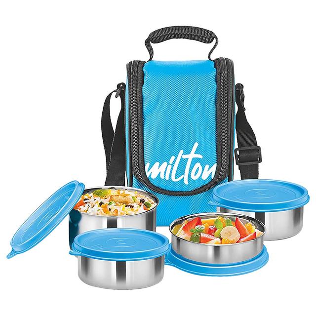 Milton - Tasty 4 Stainless Steel Containers w/ Lunch Bag - Cyan