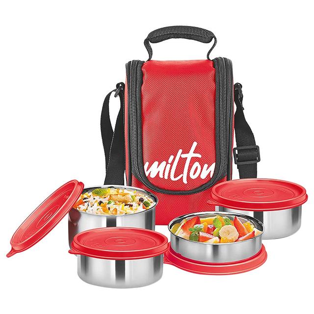 Milton - Tasty 4 Stainless Steel Containers w/ Lunch Bag - Red